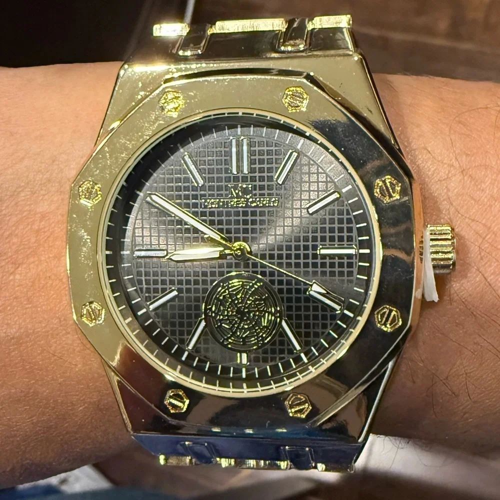 Montres Carlo Men's Gold Stainless Steel Quartz Watch - Black Dial